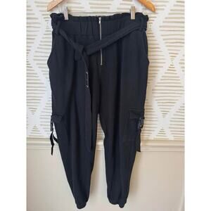 Naruto Shippuden Large Black Zip Up Cargo Jogger Sweatpants
